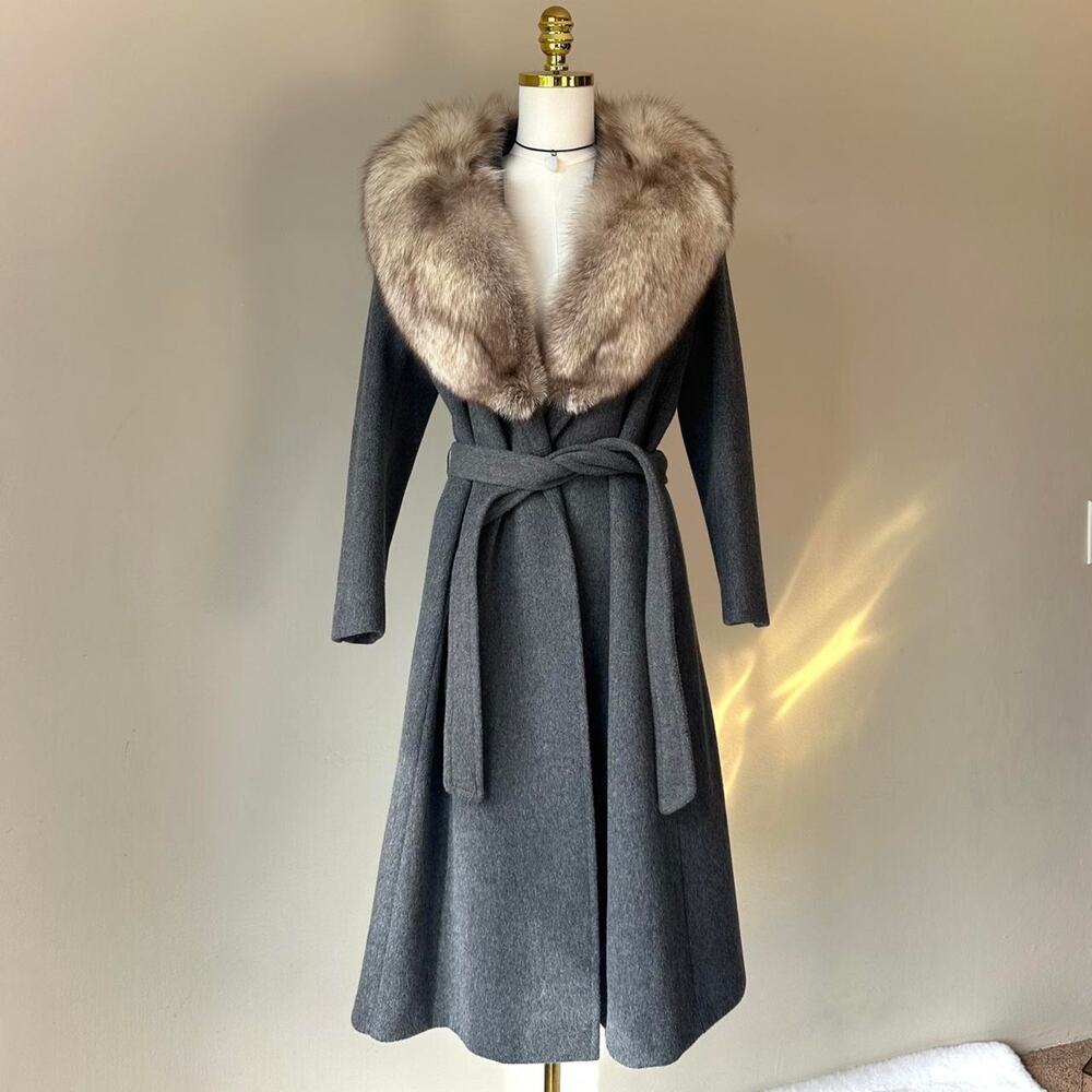 Vintage Long Fur Collar Jacket Sgutt Moody’s Old Hollywood Mob Wife Style  - OS